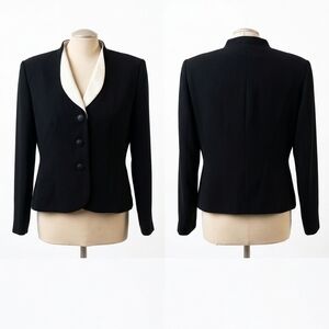 Le Suit Black Blazer with Cream Shawl Collar